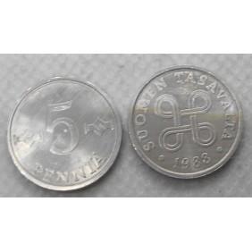 FINLAND 5 Pennia 1988