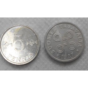FINLAND 5 Pennia 1987