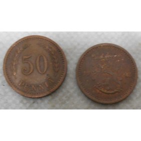 FINLAND 50 Pennia 1943 copper