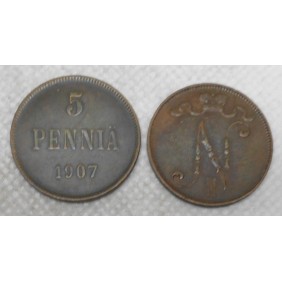 FINLAND 5 Pennia 1907