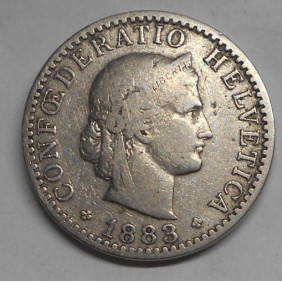 SWITZERLAND 20 Rappen 1883