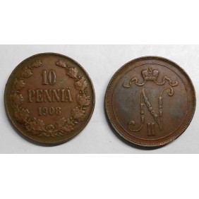 FINLAND 10 Pennia 1908