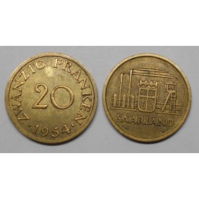 SAARLAND 20 Franken 1954