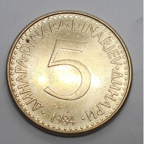 YUGOSLAVIA 5 Dinara 1984