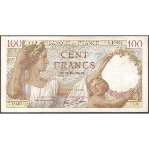 FRANCE 100 Francs 24.10.1940