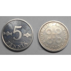 FINLAND 5 Pennia 1980