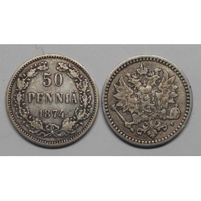 FINLAND 50 Pennia 1874 AG
