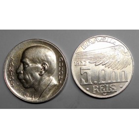 BRAZIL 5000 Reis 1937 AG...