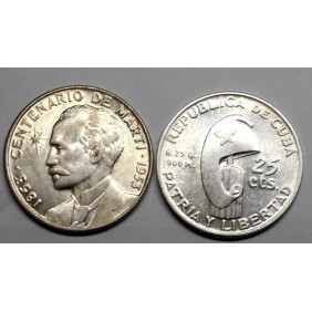 CUBA 25 Centavos 1953 Jose...