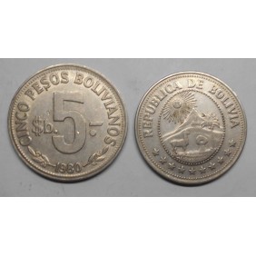 BOLIVIA 5 Pesos Boliviano 1980