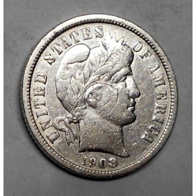 USA Barber Dime 1908d AG