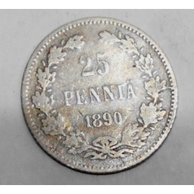 FINLAND 25 Pennia 1890 AG