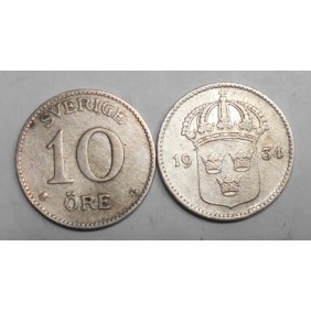 SWEDEN 10 Ore 1934 AG