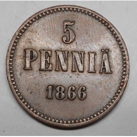 FINLAND 5 Pennia 1866
