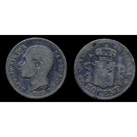 SPAIN 50 Centimos 1881 AG