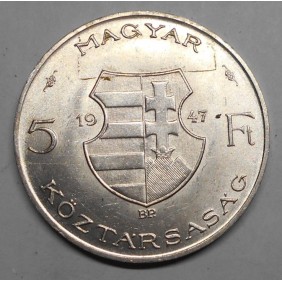 HUNGARY 5 Forint 1947 Lajos...