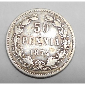 FINLAND 50 Pennia 1874 AG