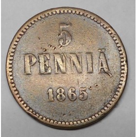 FINLAND 5 Pennia 1865