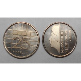 NETHERLANDS 25 Cents 1984