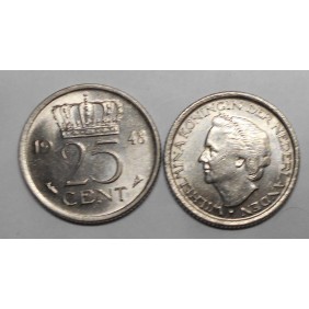 NETHERLANDS 25 Cents 1948