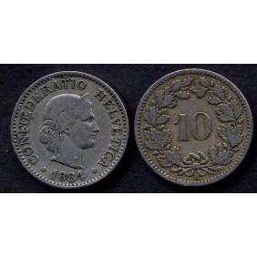 SWITZERLAND 10 Rappen 1884
