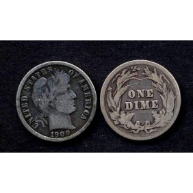 USA Barber Dime 1900 AG