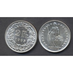 SWITZERLAND 2 Francs 1965 AG