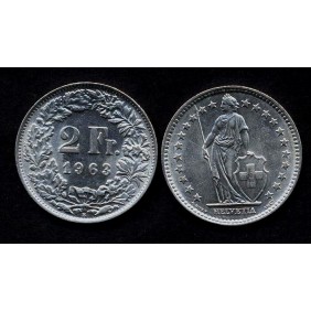 SWITZERLAND 2 Francs 1963 AG
