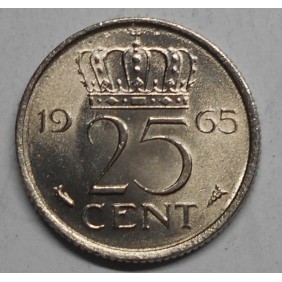 NETHERLANDS 25 Cents 1965