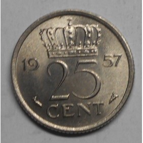 NETHERLANDS 25 Cents 1957