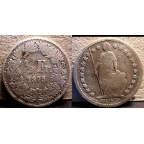 SWITZERLAND 1/2 Franc 1875 AG