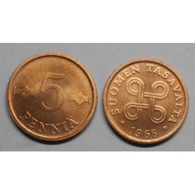 FINLAND 5 Pennia 1968