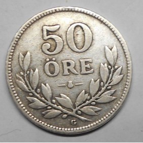 SWEDEN 50 Ore 1930 AG