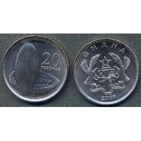 GHANA 20 Pesewas 2007 UNC/BU