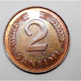 LATVIA 2 Santimi 1937 very...