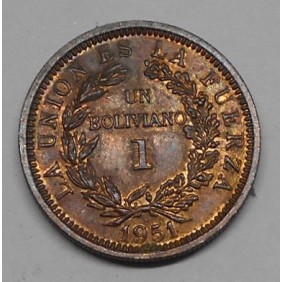 BOLIVIA 1 Boliviano 1951 H
