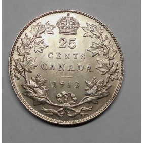 CANADA 25 Cents 1913 AG...